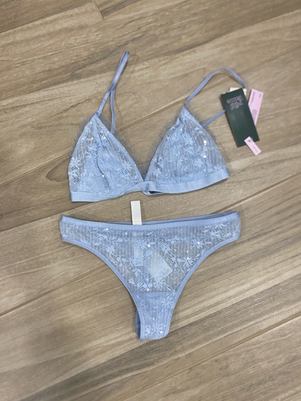 wild fable Light Blue Lace Bralette & Thong Set